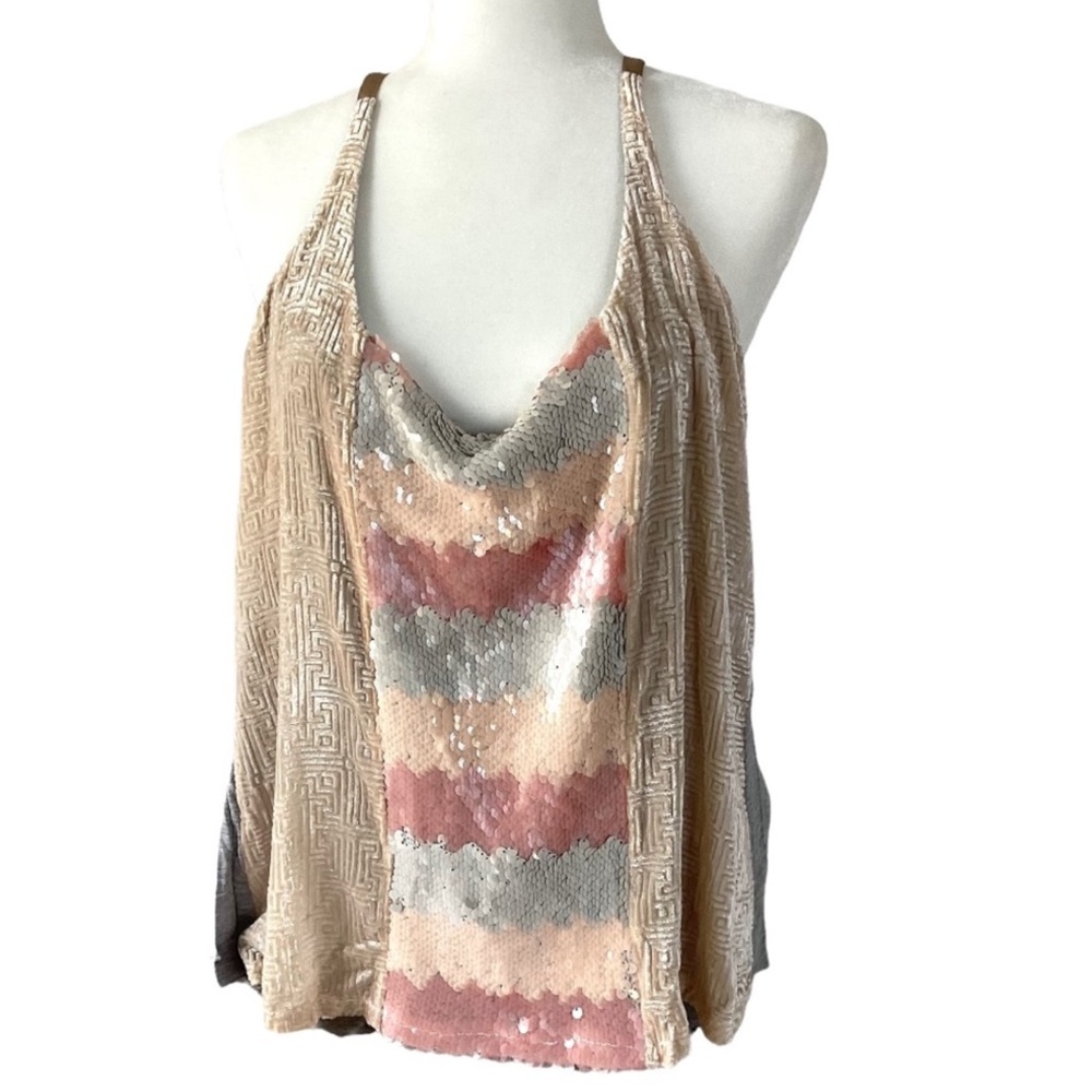 Anthropologie Sequin Velvet Mixed Media Tank Top New with Tags Size Small